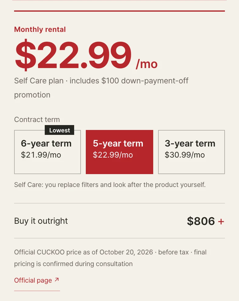 The price section of a product page