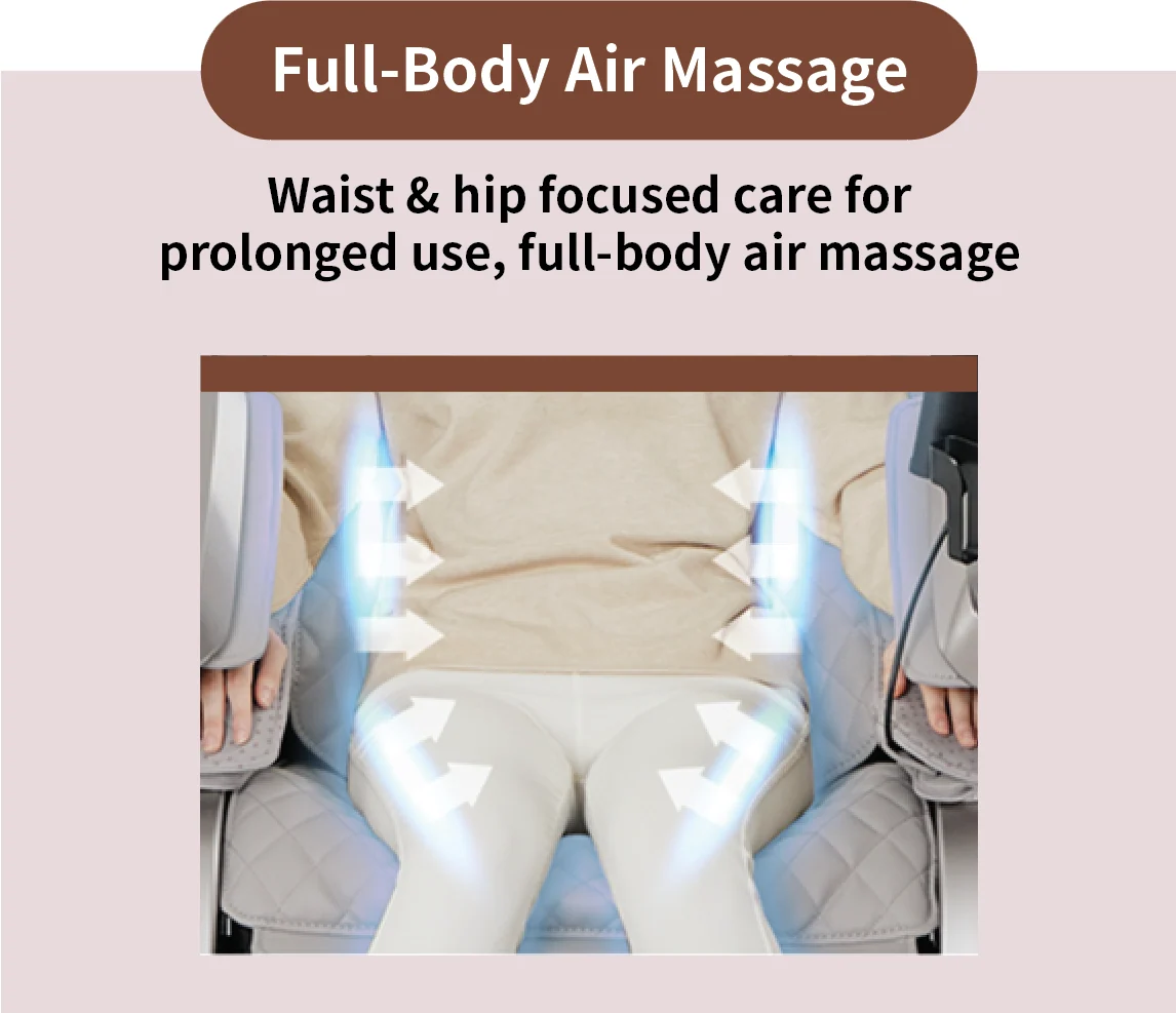 Full-body air massage: focused care for the waist and hips to provide relief during prolonged use. (CMS-E410CP)