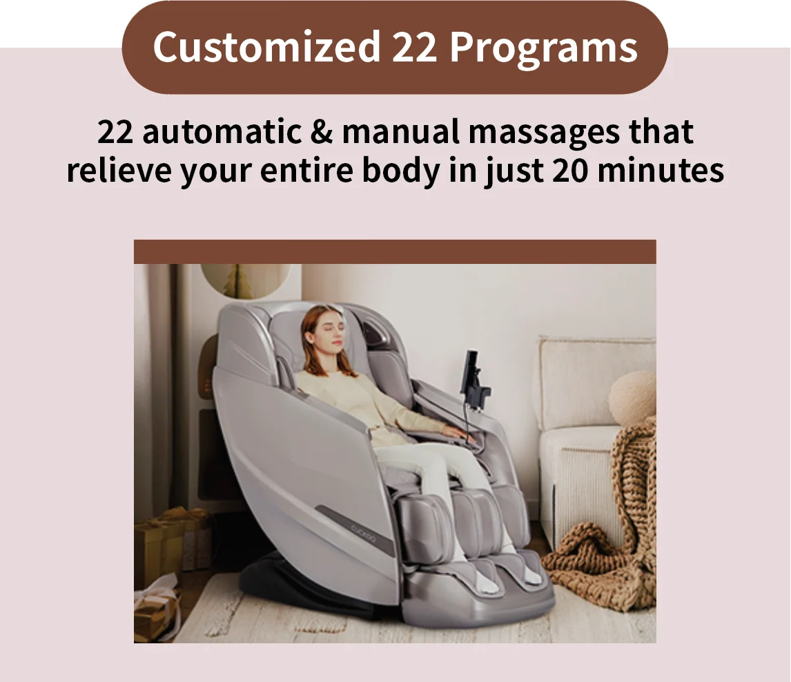 Customized 22 programs: 22 automatic and manual massage options designed to relieve your entire body in 20 minutes. (CMS-E410CP)