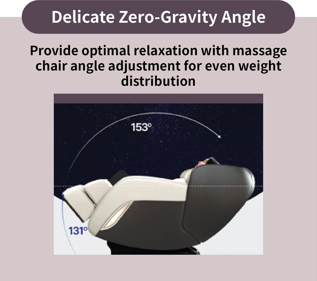 Renature 3D Massage Chair zero-gravity feature showing a recline angle for even weight distribution. (CMS-D10SLGB)